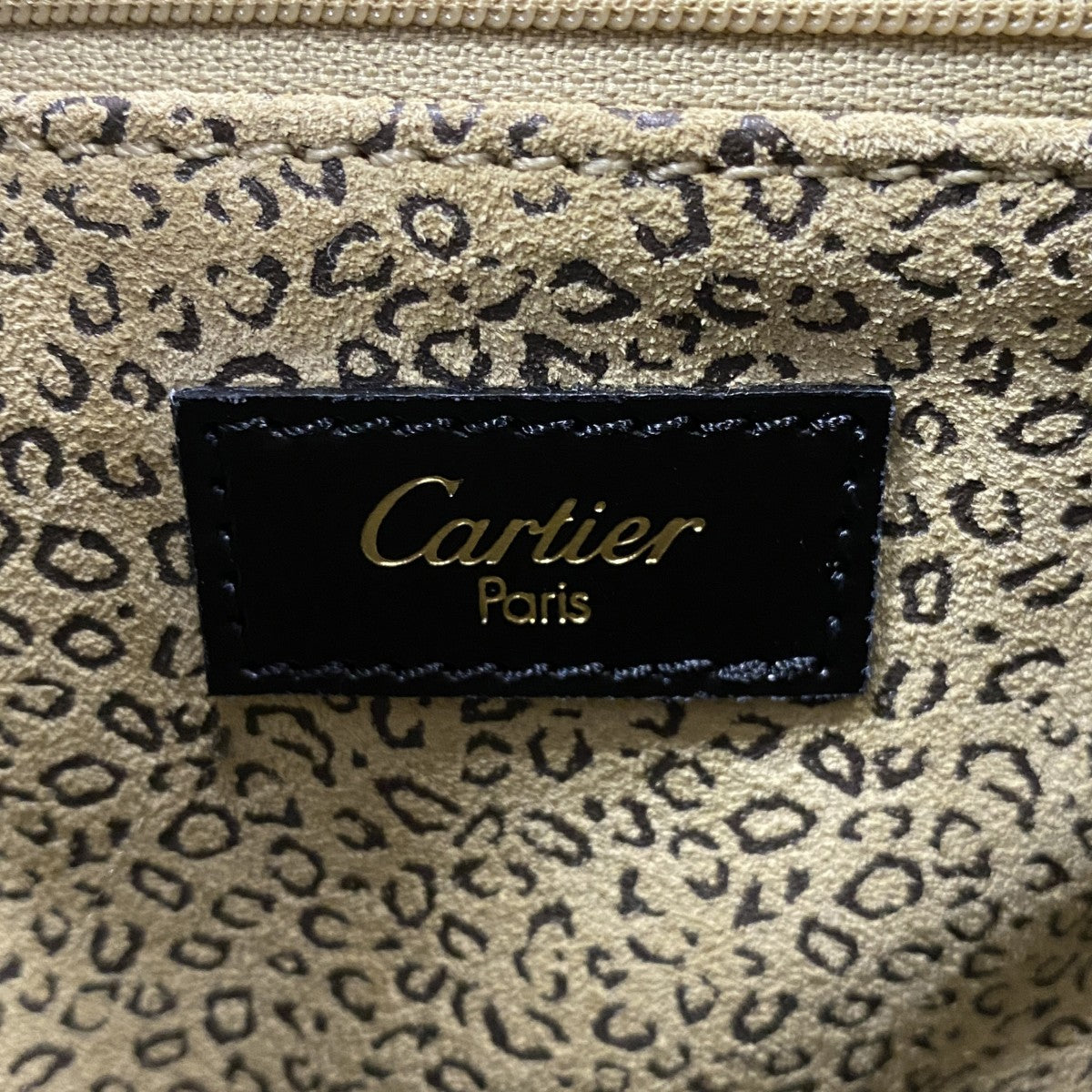 【6ga0273】カルティエ トートバッグ パンテール レザー ブラック ゴールド金具【中古】レディース