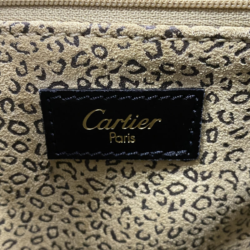 【6ga0273】カルティエ トートバッグ パンテール レザー ブラック ゴールド金具【中古】レディース