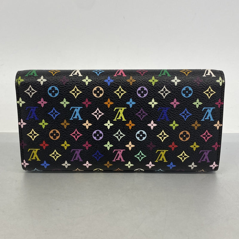 【6ga0278】ルイヴィトン 長財布 モノグラム・マルチカラー ポルトフォイユサラ M93748 ノワール/ピスタッシュ【中古】レディース