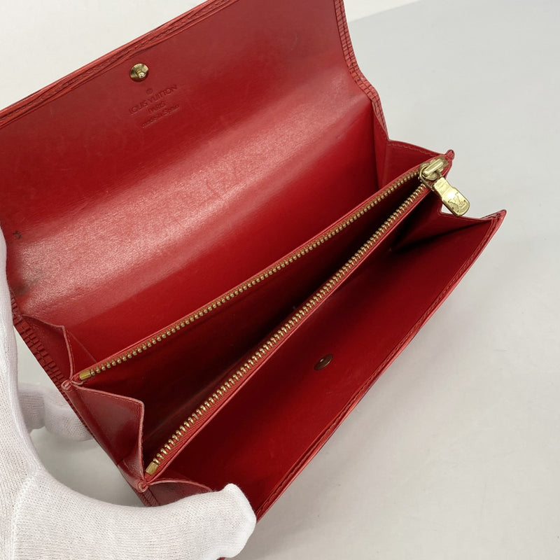 【6ga0279】ルイヴィトン 長財布 エピ ポシェットポルトモネクレディ M63577 カスティリアンレッド【中古】レディース