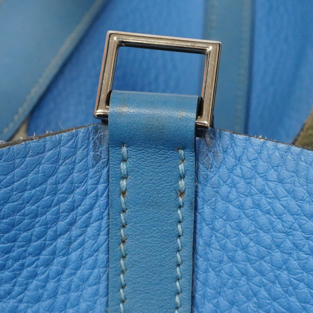 【6ga0298】エルメス ハンドバッグ ピコタンロックタッチMM トリヨンクレマンス スイフト ブルーパラダイス/アズール シルバー金具 T刻印【中古】レディース
