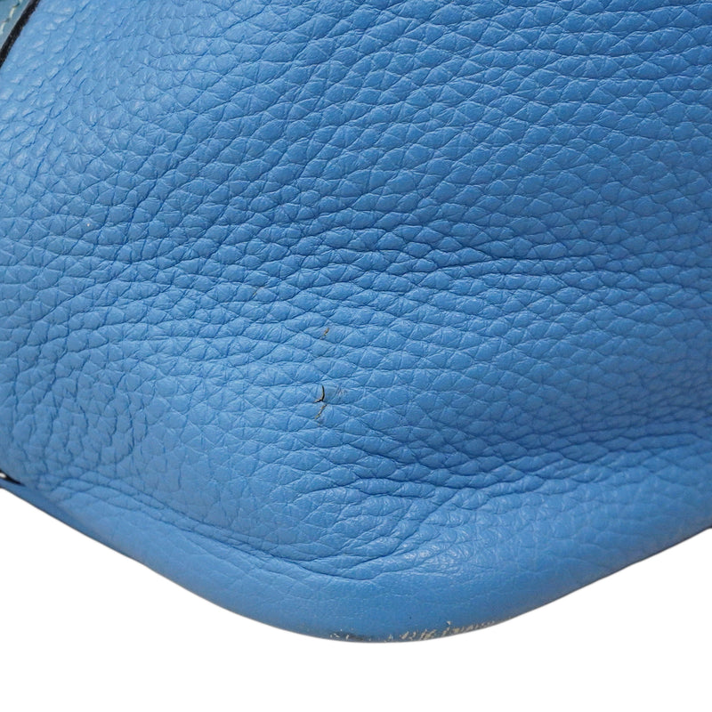 【6ga0298】エルメス ハンドバッグ ピコタンロックタッチMM トリヨンクレマンス スイフト ブルーパラダイス/アズール シルバー金具 T刻印【中古】レディース
