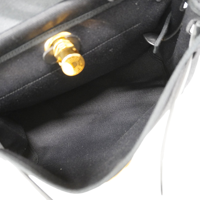 【6ga0300】エルメス ハンドバッグ エールバッグジップPM トワルミリタリー ブラック ゴールド金具 Z刻印 2wayバッグ【中古】レディース