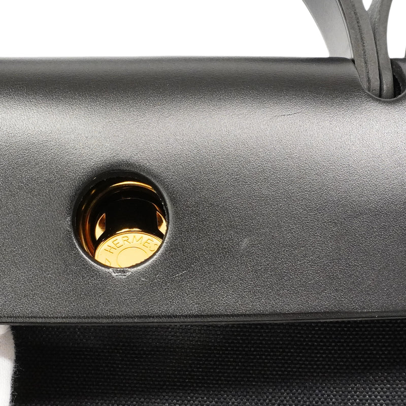 【6ga0300】エルメス ハンドバッグ エールバッグジップPM トワルミリタリー ブラック ゴールド金具 Z刻印 2wayバッグ【中古】レディース