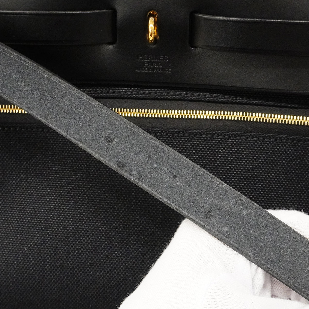 【6ga0300】エルメス ハンドバッグ エールバッグジップPM トワルミリタリー ブラック ゴールド金具 Z刻印 2wayバッグ【中古】レディース