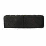 【6ga0303】シャネル ショルダーバッグ デカマトラッセ Wフラップ Wチェーン ラムスキン ブラック ゴールド金具【中古】レディース