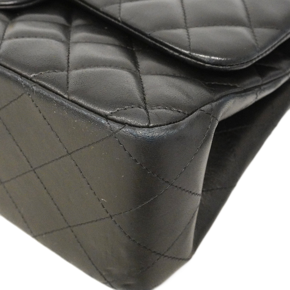 【6ga0303】シャネル ショルダーバッグ デカマトラッセ Wフラップ Wチェーン ラムスキン ブラック ゴールド金具【中古】レディース