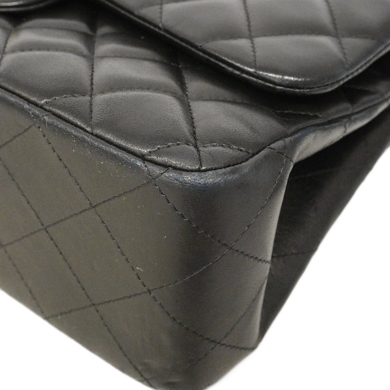 【6ga0303】シャネル ショルダーバッグ デカマトラッセ Wフラップ Wチェーン ラムスキン ブラック ゴールド金具【中古】レディース
