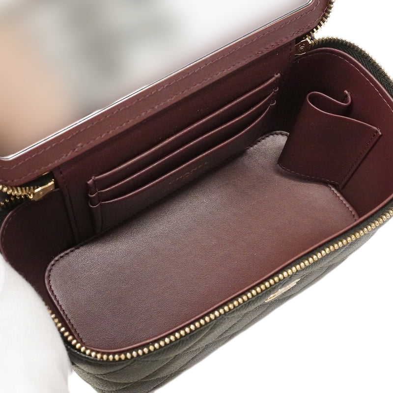【6ga0304】シャネル ショルダーバッグ マトラッセ チェーンショルダー キャビアスキン ブラック シャンパンゴールド金具【中古】レディース
