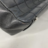 【6ga0335-k】シャネル チェーントート 2.55/チョコバー ラムスキン ブラック シルバー金具【中古】レディース