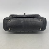 【6ga0335-k】シャネル チェーントート 2.55/チョコバー ラムスキン ブラック シルバー金具【中古】レディース