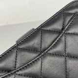 【6ga0339-k】シャネル 財布 マトラッセ ラムスキン ブラック シルバー金具【中古】レディース