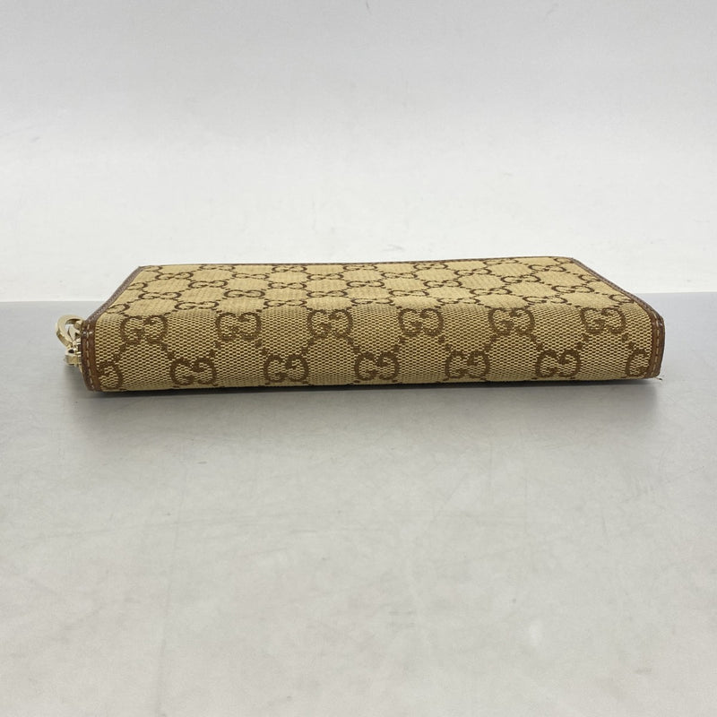 【6ga0349-k】グッチ 長財布 GGキャンバス 233025 キャンバス ブラウン シャンパンゴールド金具【中古】レディース