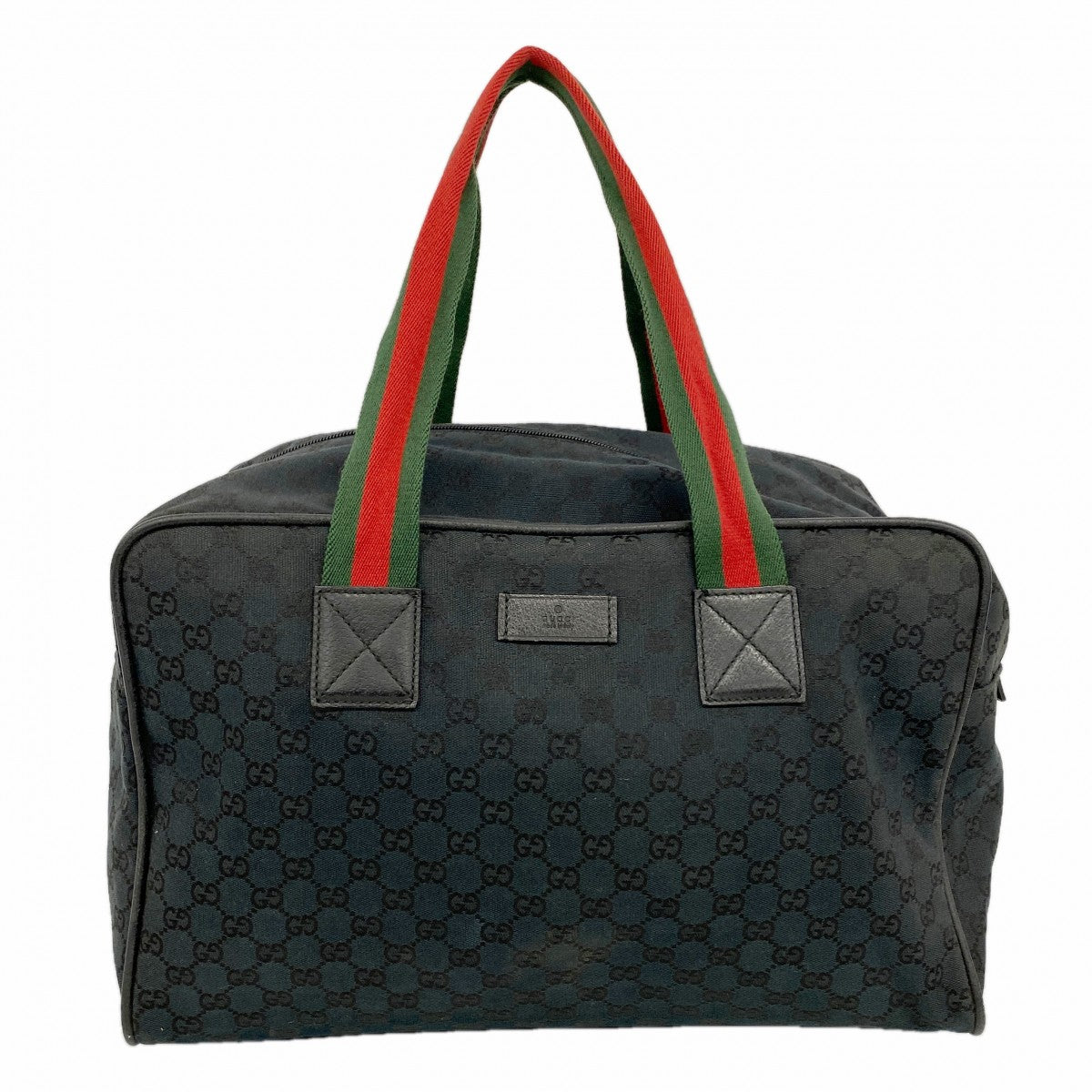 【6ga0350-k】グッチ ボストンバッグ GGキャンバス/シェリーライン 153240 キャンバス ブラック シルバー金具【中古】メンズ レディース ユニセックス
