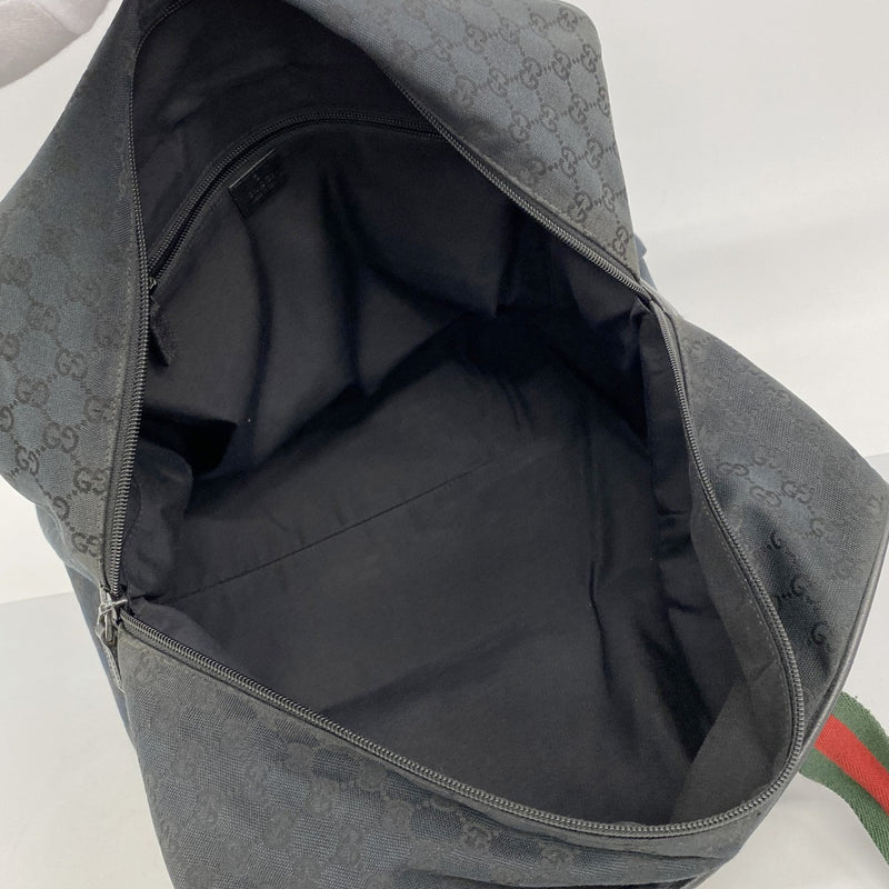 【6ga0350-k】グッチ ボストンバッグ GGキャンバス/シェリーライン 153240 キャンバス ブラック シルバー金具【中古】メンズ レディース ユニセックス