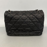 【6ga0351-k】シャネル ショルダーバッグ Wチェーン ワイルドステッチ レザー ブラック シルバー金具【中古】レディース