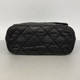 【6ga0351-k】シャネル ショルダーバッグ Wチェーン ワイルドステッチ レザー ブラック シルバー金具【中古】レディース