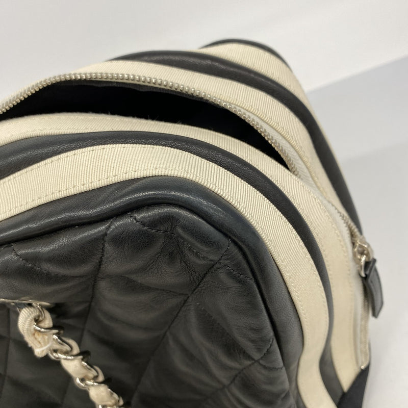 【6ga0353-k】シャネル チェーントート マトラッセ ラムスキン ブラック シルバー金具【中古】レディース