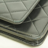 【6ga0362-k】シャネル ショルダーウォレット マトラッセ チェーンショルダー ラムスキン ブラック シルバー金具【中古】レディース