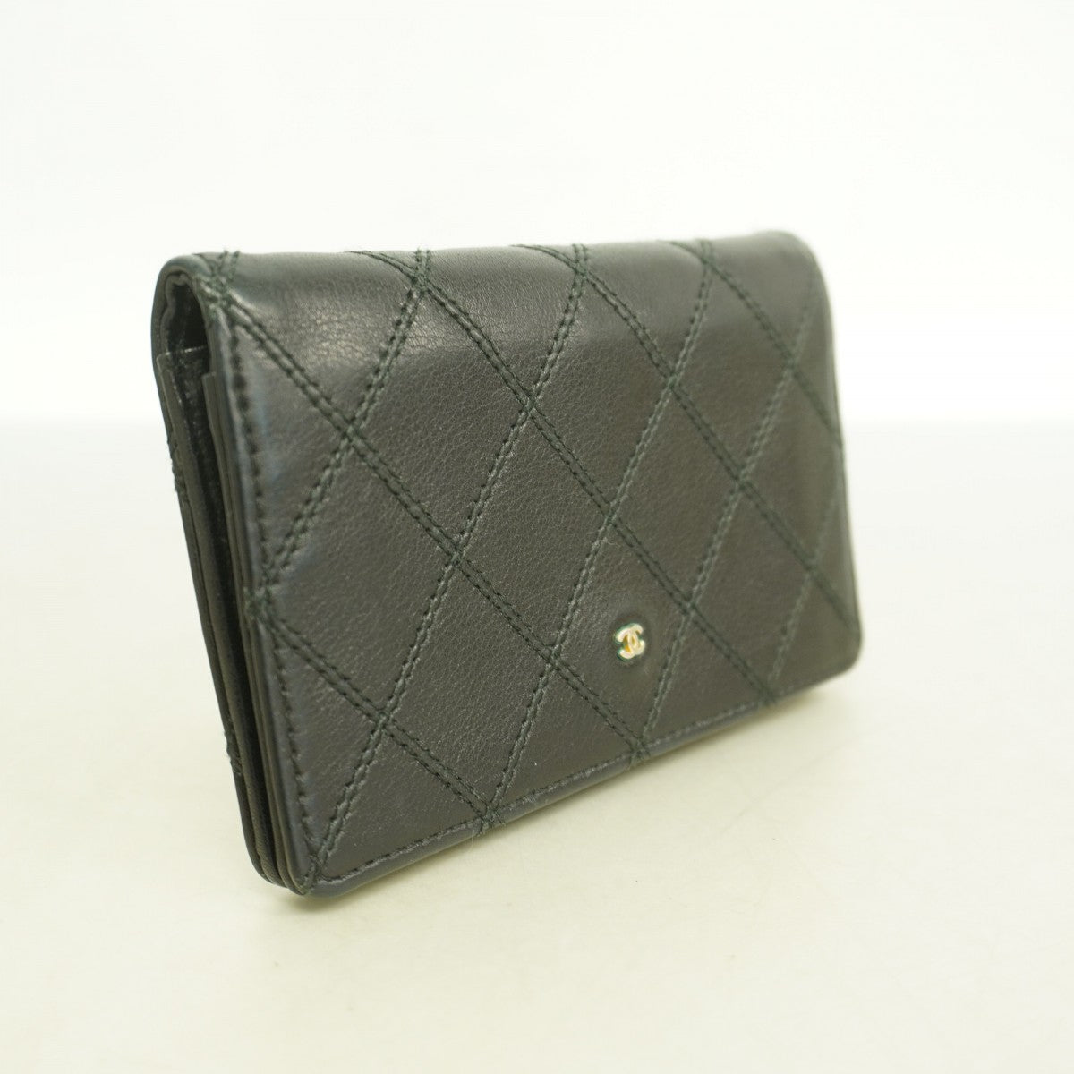 【6ga0364-k】シャネル カードケース ビコローレ レザー ブラック ゴールド金具【中古】メンズ レディース ユニセックス