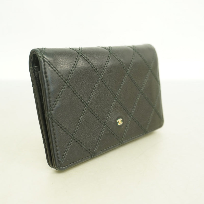 【6ga0364-k】シャネル カードケース ビコローレ レザー ブラック ゴールド金具【中古】メンズ レディース ユニセックス