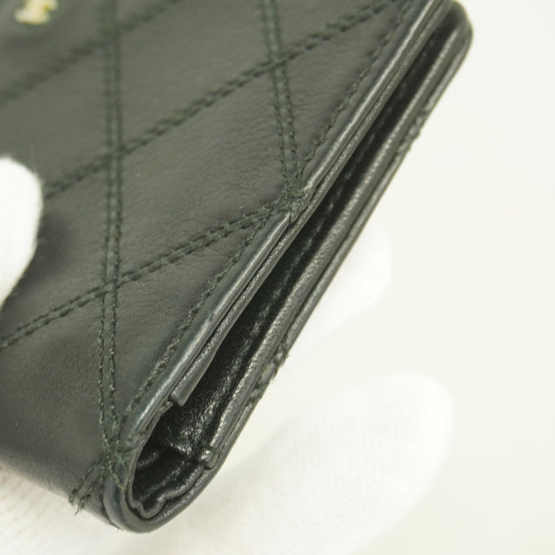 【6ga0364-k】シャネル カードケース ビコローレ レザー ブラック ゴールド金具【中古】メンズ レディース ユニセックス