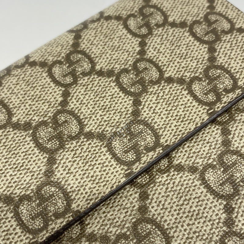 【6ga0365】グッチ 財布 GGスプリーム 115052 PVC ブラウン シルバー金具【中古】レディース
