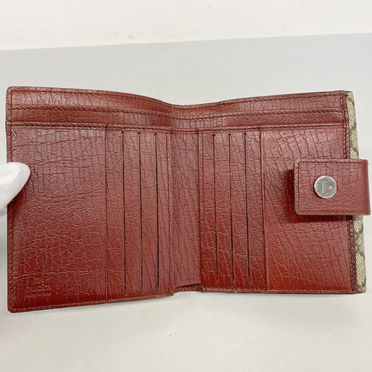 【6ga0365】グッチ 財布 GGスプリーム 115052 PVC ブラウン シルバー金具【中古】レディース