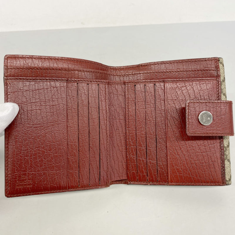 【6ga0365】グッチ 財布 GGスプリーム 115052 PVC ブラウン シルバー金具【中古】レディース