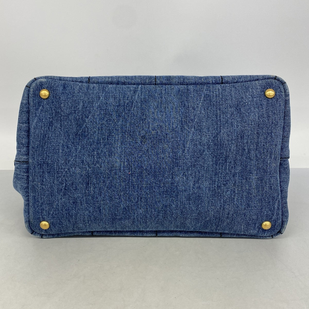 【6ga0367】プラダ ハンドバッグ カナパ デニム ネイビー ゴールド金具 2wayバッグ【中古】レディース