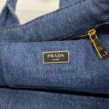 【6ga0367】プラダ ハンドバッグ カナパ デニム ネイビー ゴールド金具 2wayバッグ【中古】レディース