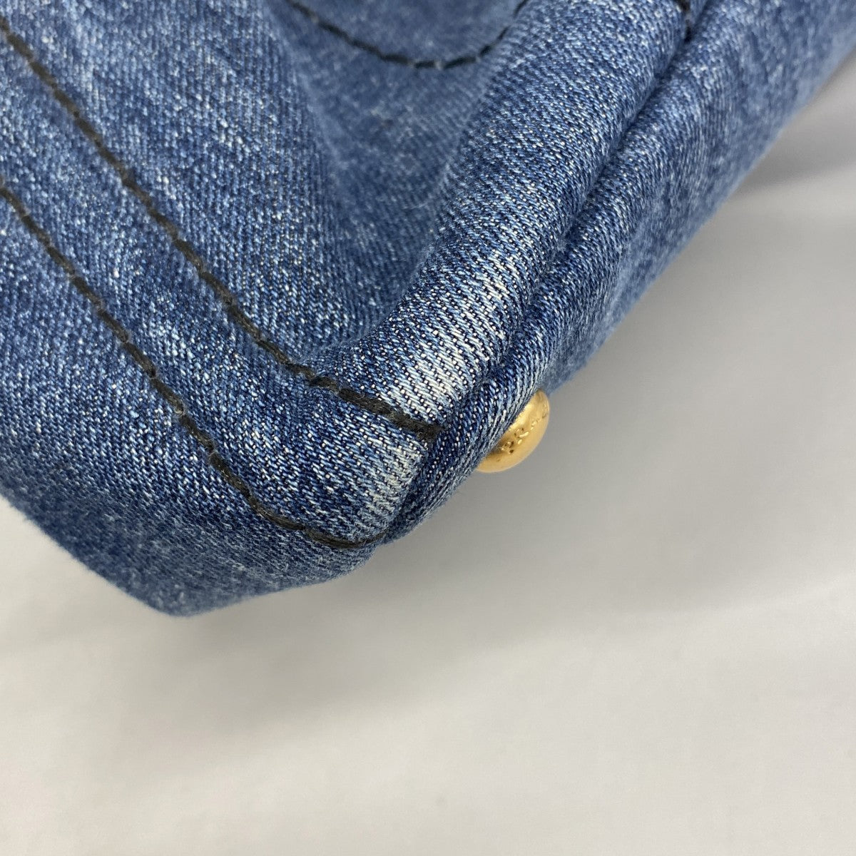 【6ga0367】プラダ ハンドバッグ カナパ デニム ネイビー ゴールド金具 2wayバッグ【中古】レディース