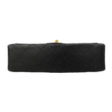 【6ga0379】シャネル ショルダーバッグ マトラッセ Wフラップ Wチェーン ラムスキン ブラック ゴールド金具【中古】レディース
