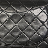 【6ga0379】シャネル ショルダーバッグ マトラッセ Wフラップ Wチェーン ラムスキン ブラック ゴールド金具【中古】レディース