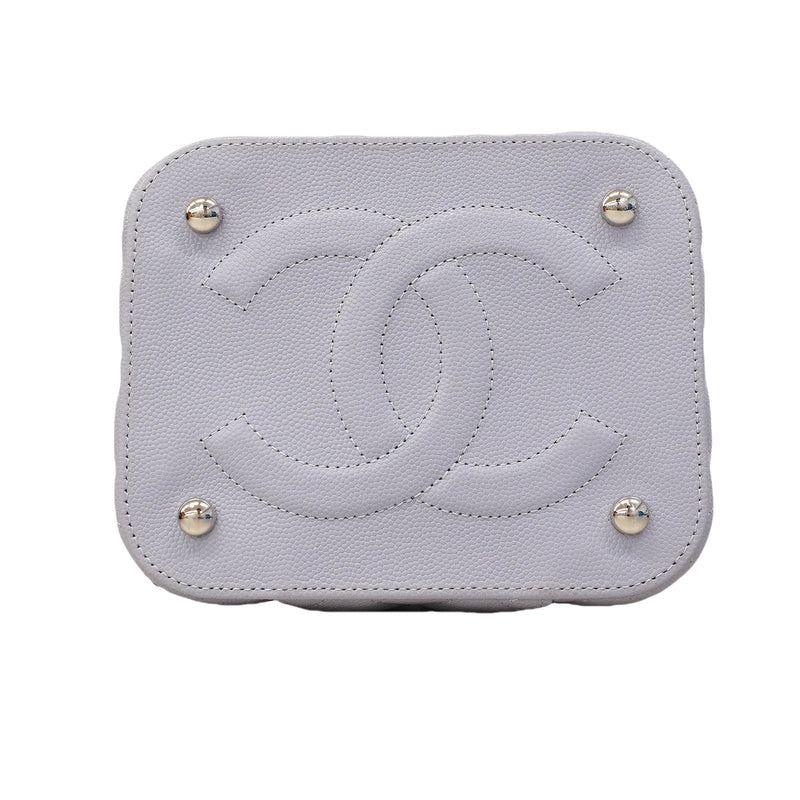 【6ga0380】シャネル バニティバッグ マトラッセ チェーンショルダー キャビアスキン パープル シルバー金具 2wayバッグ【中古】レディース
