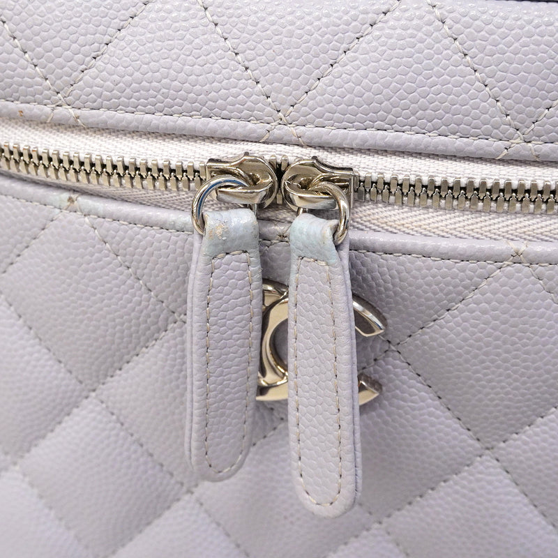 【6ga0380】シャネル バニティバッグ マトラッセ チェーンショルダー キャビアスキン パープル シルバー金具 2wayバッグ【中古】レディース