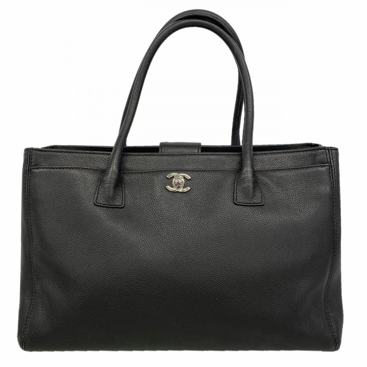 【6ga0387】シャネル トートバッグ エグゼクティブ レザー ブラック シルバー金具【中古】レディース