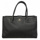 【6ga0387】シャネル トートバッグ エグゼクティブ レザー ブラック シルバー金具【中古】レディース