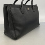 【6ga0387】シャネル トートバッグ エグゼクティブ レザー ブラック シルバー金具【中古】レディース