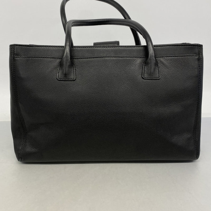 【6ga0387】シャネル トートバッグ エグゼクティブ レザー ブラック シルバー金具【中古】レディース