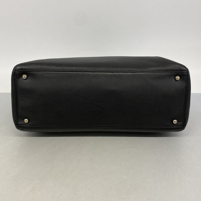 【6ga0387】シャネル トートバッグ エグゼクティブ レザー ブラック シルバー金具【中古】レディース