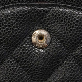 【6ga0388】シャネル ショルダーバッグ デカマトラッセ Wフラップ Wチェーン キャビアスキン ブラック シルバー金具【中古】レディース