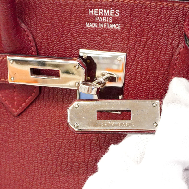 【6ga0389】エルメス ハンドバッグ バーキン35 コロマンデル ルージュアッシュ シルバー金具 □H刻印【中古】レディース