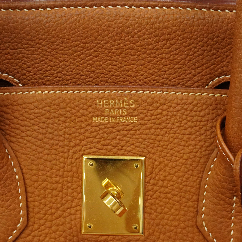 【6ga0391-h】エルメス ハンドバッグ バーキン35 トゴ ゴールド ゴールド金具 □D刻印【中古】レディース