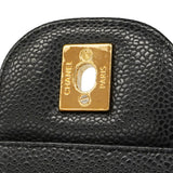 【6ga0395】シャネル ショルダーバッグ デカマトラッセ Wフラップ Wチェーン キャビアスキン ブラック ゴールド金具【中古】レディース