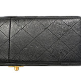 【6ga0395】シャネル ショルダーバッグ デカマトラッセ Wフラップ Wチェーン キャビアスキン ブラック ゴールド金具【中古】レディース
