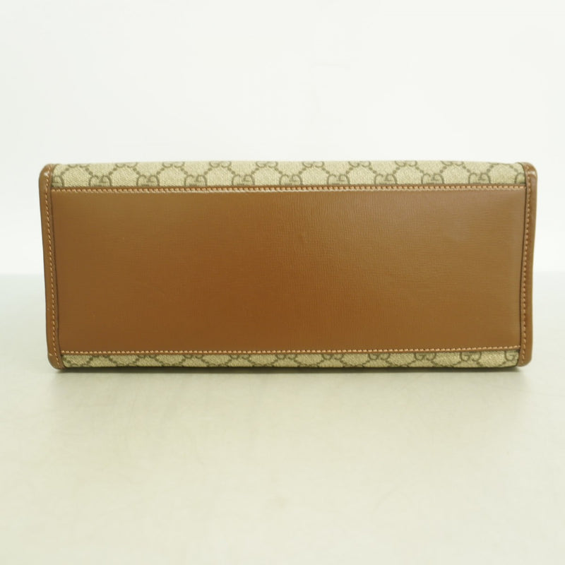 【6ga0399-k】グッチ トートバッグ GGスプリーム 735396 PVC ブラウン ゴールド金具 2wayバッグ【中古】レディース