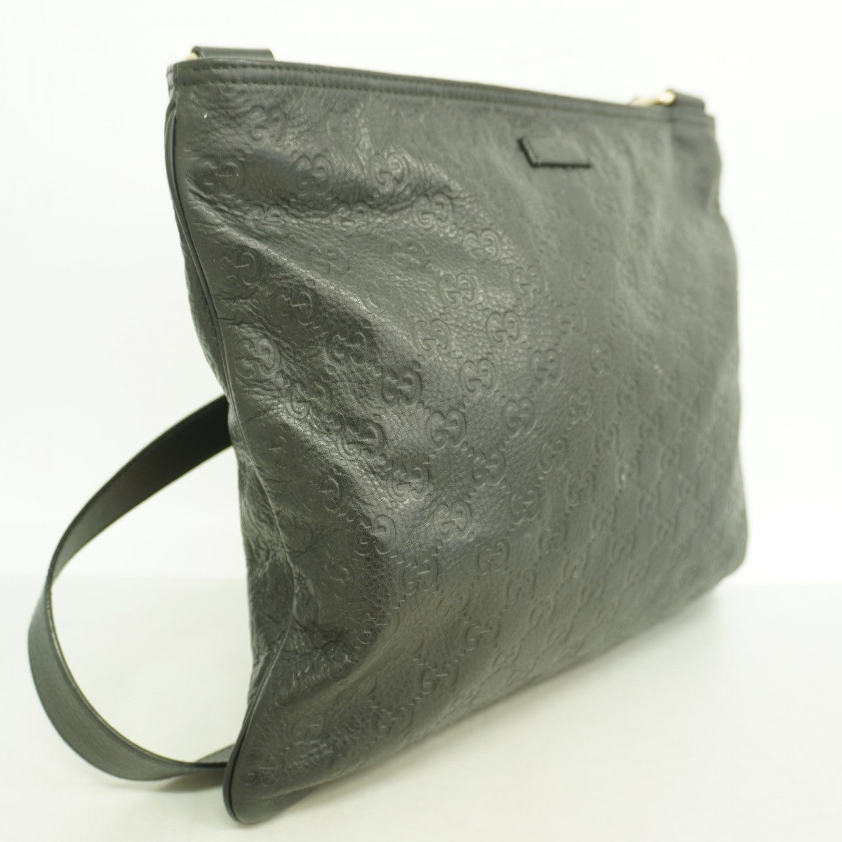 【6ga0400-k】グッチ ショルダーバッグ グッチシマ 201446 レザー ブラック シャンパンゴールド金具【中古】レディース