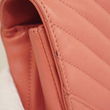 【6ga0402-k】シャネル ショルダーバッグ Vステッチ Wチェーン ラムスキン ピンク シャンパンゴールド金具【中古】レディース