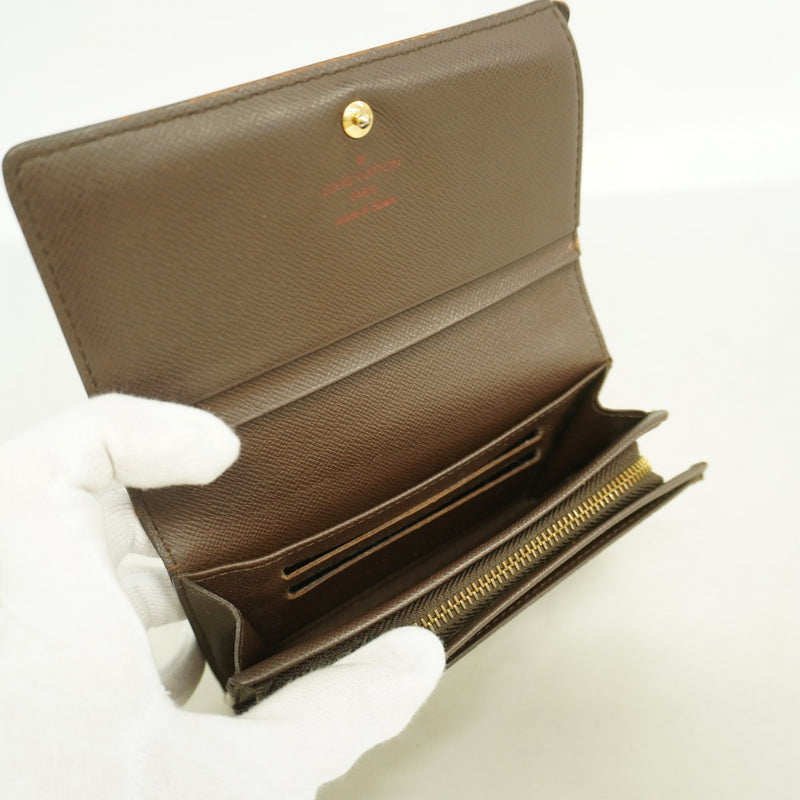 【6ga0480】ルイヴィトン 財布 ダミエ ポルトフォイユトレゾール N61736 エベヌ【中古】レディース